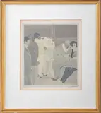 Cafe Interior Scene by David Schneuer, Lithograph in Colors on Paper, sold Aug 2024