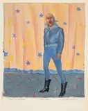 Skinhead From Outer Space by Michael Paraskevas, circa 1989, Acrylic on Paper, sold Aug 2024