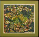 Spring Reflections by Ellen Rae Panero, Woodcut Print in Colors, sold Aug 2024