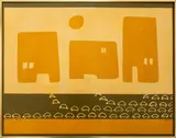 Abstract Cityscape by Mildred Hado, 1970s, Acrylic on Masonite, sold Aug 2024