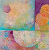 Music of the Spheres by Evan Stuart Marshall, Mixed Media on Wood Block, sold Aug 2024