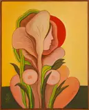 Flower Girl by Bhagwan Kapoor, 1977, Acrylic on Canvas, sold Aug 2024