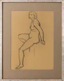 Femme Nue Assise" [Seated Nude Woman] by André Derain, Charcoal on Laid Paper, sold Aug 2024