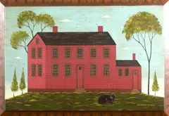 Untitled by An original Warren Kimble, oil on barn board panel, sold Jul 2025