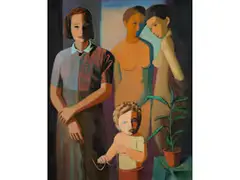Meine Drei Frauen by Ernest Neuschul, oil on canvas, offered Sep 2021