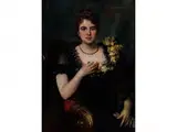 Portrait Einer Eleganten Jungen Frau im Schwarzen Kleid by Léon Herbo, oil on canvas, offered Dec 2015