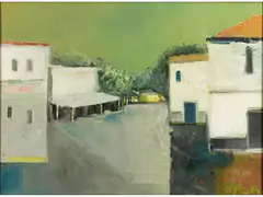 Strasse mit Weissen Häusern by Wim Oepts, oil on canvas, offered Mar 2024
