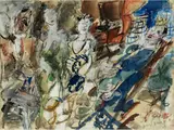 Vier Herrschaften an Einem Tisch by Gen Paul, gouache, sold Sep 2019