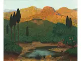 Symbolistische Landschaft by Paul Émile Chabas, oil on canvas, sold Jun 2023