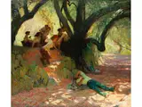Erwachen im Schatten der Nussbäume by Octave Denis Victor Guillonnet, oil on canvas, offered Jun 2023