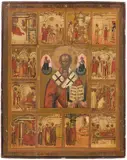 Russisch, 19.Jh by Hl. Nikolaus und Vita, tempera, sold Mar 2021