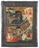 Russisch, 1.Hälfte 19.Jh by Höllenfahrt und Auferstehung Christi mit Silberbasma, tempera, offered Mar 2021