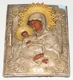 Russisch, 19.Jh by Gottesmutter lindere meinen Kummer mit Oklad, tempera, offered Mar 2021