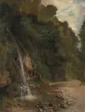 Waldlandschaft mit Wasserfall by Rudolf Koller, oil on canvas, sold Mar 2021