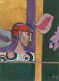Frauenportrait im Profil, 1988 by Rudolf Mirer, acrylic, sold Mar 2021