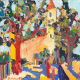 Blick auf Schloss Rapperswil vom Lindenhof her, 2004 by Bernd R. Alder, oil on canvas, sold Mar 2021