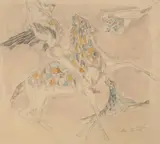 Berittener Falkner by Alois Carigiet, 1963, watercolor, sold Mar 2021