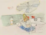 Am Strand by Alois Carigiet, 1967, watercolor, sold Mar 2021