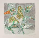Berittener Falkner by Alois Carigiet, 1977, color lithograph, offered Mar 2021
