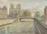 Notre Dame by Niklaus Stoecklin, 1963, watercolor, offered Mar 2021