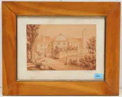 Ansicht eines Stadttores mit Kirche im Kanton Bern by Kanton Bern, 1829, pen and ink, sold Mar 2021