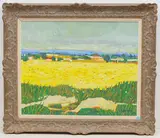Sommerliche Landschaft mit Getreidefeld by Roger Kathy, oil on canvas, sold Mar 2021