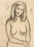 Stehender, weiblicher Akt, 1969 by Carl Walter Liner, charcoal, sold Mar 2021