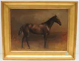 Pferd im Stall by Albert Lugardon, oil, sold Mar 2021
