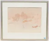 Winterlandschaft by Otto Bachmann, 1944, watercolor, sold Mar 2021