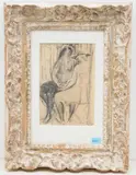 Zwei Frauen auf Stühlen sitzend by Adolf Herbst, 1938, mixed media, sold Mar 2021