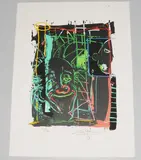 Das Lächeln des Clowns am Fusse der Leiter by Rolf Knie, 1989, color screenprint, sold Mar 2021