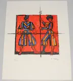 Schweizer Gardisten by Rudolf Mirer, 1989, color lithograph, sold Mar 2021