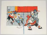 Hockeyspieler by Rudolf Mirer, 1991, color lithograph, sold Mar 2021