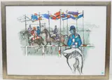 Pferderennen by Rudolf Mirer, 1990, color lithograph, sold Mar 2021