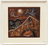 Landschaft in Braun by Hans Rudolf Strupler, mixed media, sold Mar 2021
