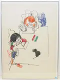 Kinder bei den Aufgaben by Varlin, color lithograph, sold Mar 2021