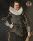 Umkreis Portrait des Friesischen Adligen Hette Jelckes Hobbema by Wybrand de Geest, 1634, oil on panel, sold Dec 2020