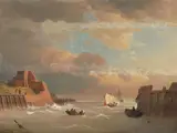 Abend in Vlissingen by Andreas Achenbach, 1845, oil on panel, sold Dec 2020