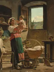 Mutterglück by Luigi Bechi, oil on canvas, offered Dec 2020