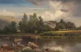 Zschopautal bei aufziehendem Gewitter by Eduard Leonhardi, 1864, oil on canvas, sold Dec 2020