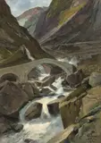 Alte Brücke auf dem Gotthard bei Göschenen (Teufelsbrücke) by Friedrich Preller der Jüngere, 1896, oil on canvas, offered Dec 2020