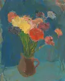 Blumenstillleben by Earl Kerkam, oil on board, offered Dec 2020