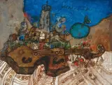 Saint Paul est un violon flottant by Théo Tobiasse, 1977, oil on canvas, sold Dec 2020