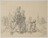 Der sonntägliche Kirchgang by Rudolf Jordan, pencil, offered Dec 2020