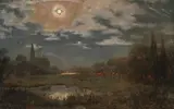 Nächtliche Prozession zur Kirche, am Himmel der Vollmond und zwei Abendsterne by von Seltzer, oil on canvas, offered Dec 2020