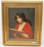 Bildnis einer Lesenden by Marie-Augustin Zwiller, oil on canvas, sold Dec 2020