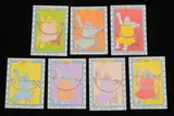 Dodo-blégnon le jouer à l'arc de race: blanche, noire, verte, jaune, rouge, bleue et violette by Frédéric Bruly Bouabré, 2009, drawing, sold Dec 2020