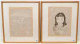 Lot zwei Portraits by Tsuguharu (leonard) Foujita, color etching, sold Dec 2020