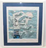 Kraniche by Shao Kuang Ting, color screenprint, sold Dec 2020