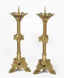 Frankreich, neugotisch by 1 Paar Altarleuchter, bronze, sold Dec 2020